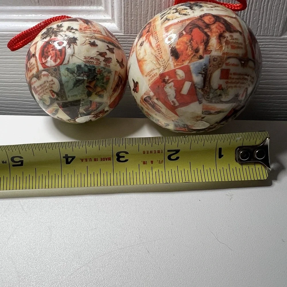 2‎ vintage-style decoupage Christmas ball ornaments
